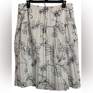 JKLA M Cotton Coastal Embroidered Floral A Line Midi Skirt‎ Lightweight
